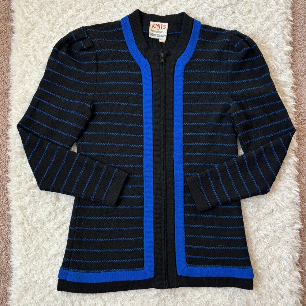 Vintage Knits By Raul Blanco Hand Loomed Knit Zip Sweater Jacket Timeless - Picture 6 of 9